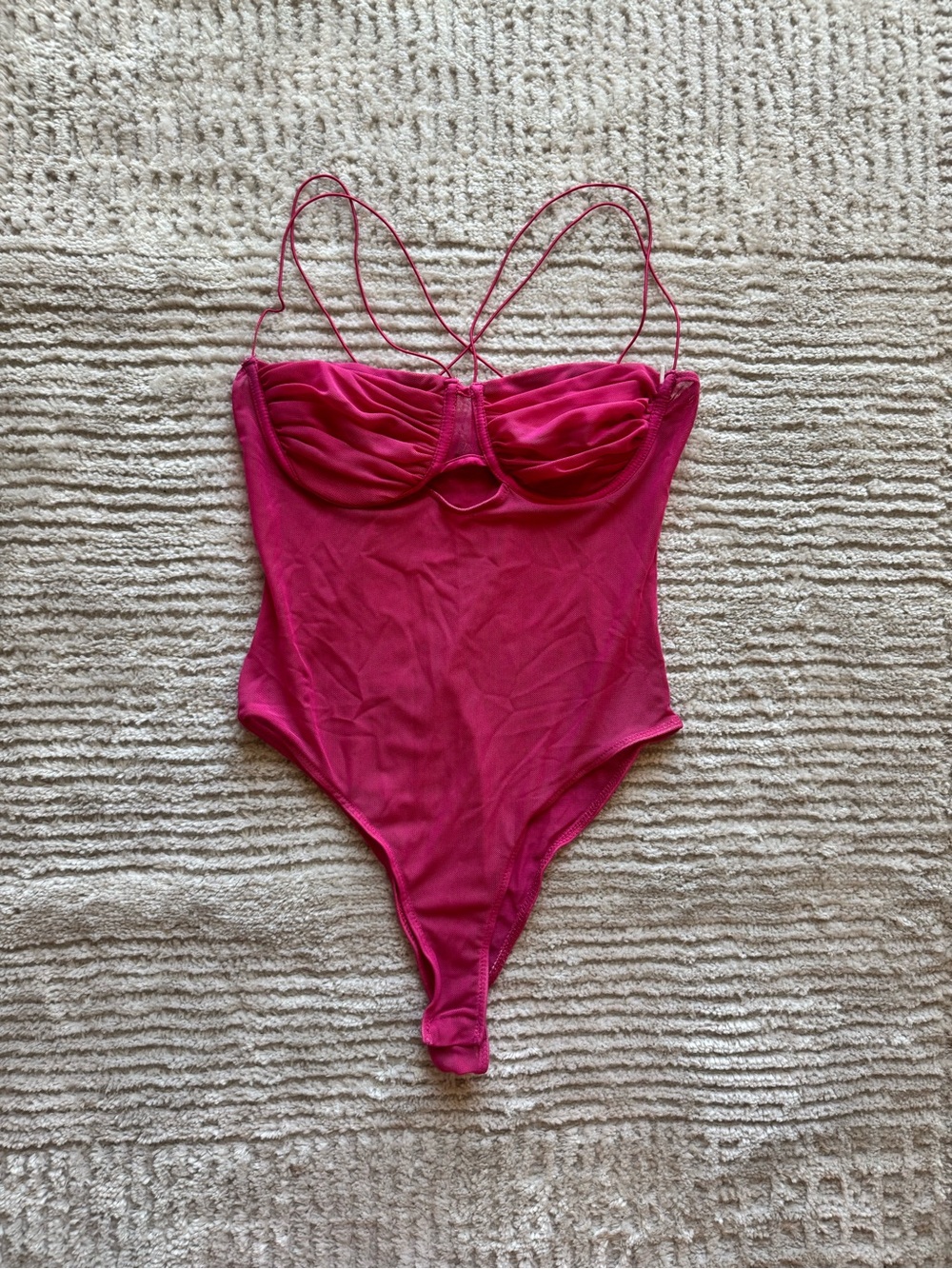 Hot Pink mesh Strappy Bodysuit’s